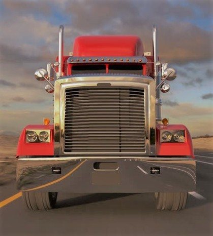 Red truck on road